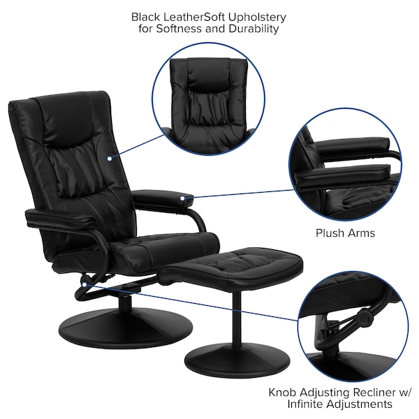 Flash Furniture Black LeatherSoft Recliner with Ottoman - BT-7862-BK-GG