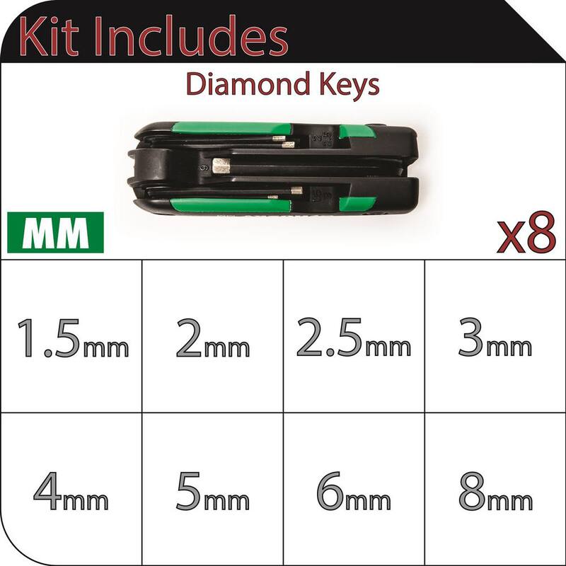 Juego de llaves hexagonales métricas plegables con punta en forma de diamante (8 piezas) - HFDHKM8PC