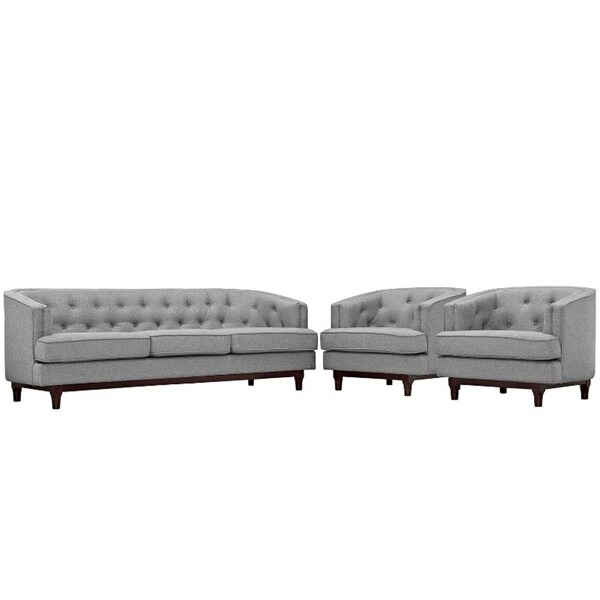 Modway Furniture Coast Living Room Sofa Set, Light Gray - Set of 3 - EEI-2448-LGR-SET