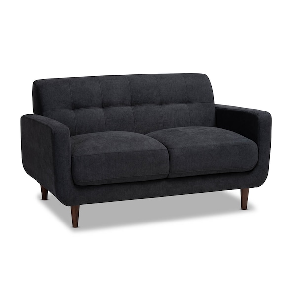 Baxton Studio Allister Mid-Century Dark Grey Upholstered 2-Piece Living Room Set - 158-9746-9747