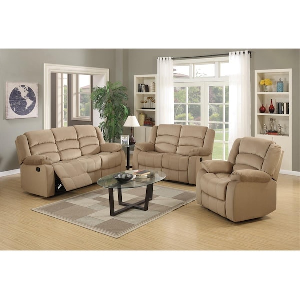 Gfancy Fixtures 120 in. Contemporary Beige Fabric Sofa Set - GF3086727