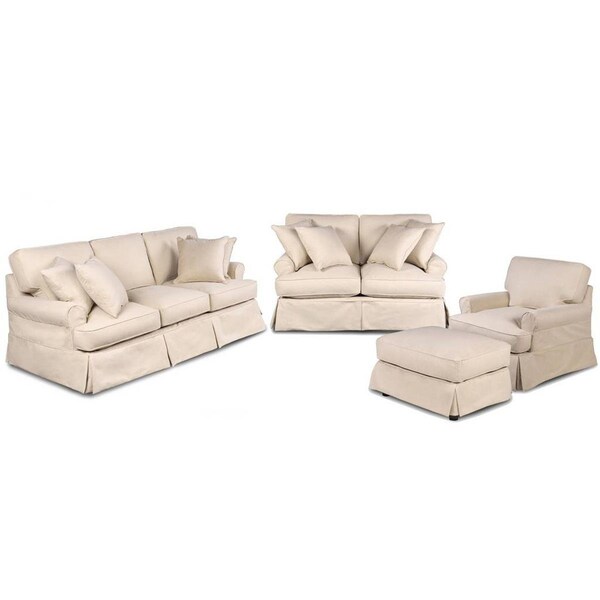 Fine-Line Horizon Slipcovered Living Room Set Tan - Fabric - 4 Piece - FI2495714