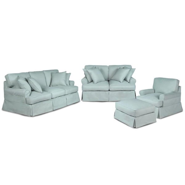 Sunset Trading Horizon Slipcovered Living Room Set Ocean Blue - Fabric - 4 Piece - SU-1176-43-4P