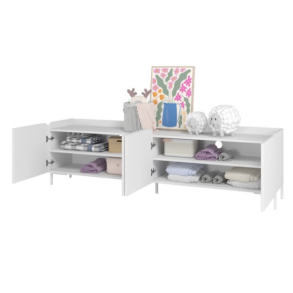 Manhattan Comfort Bogardus 2-Piece TV Stand Living Room Set in White - 2-3192AMC86