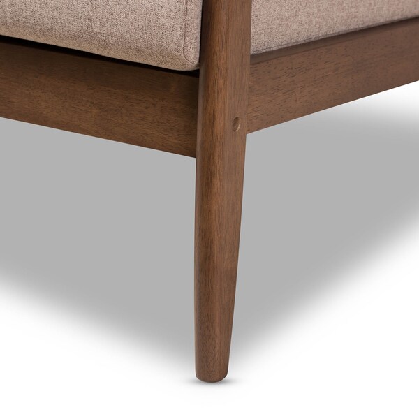 Baxton Studio Venza Walnut Wood Brown Upholstered 3-Piece Livingroom Set - 140-7555-7556-7557
