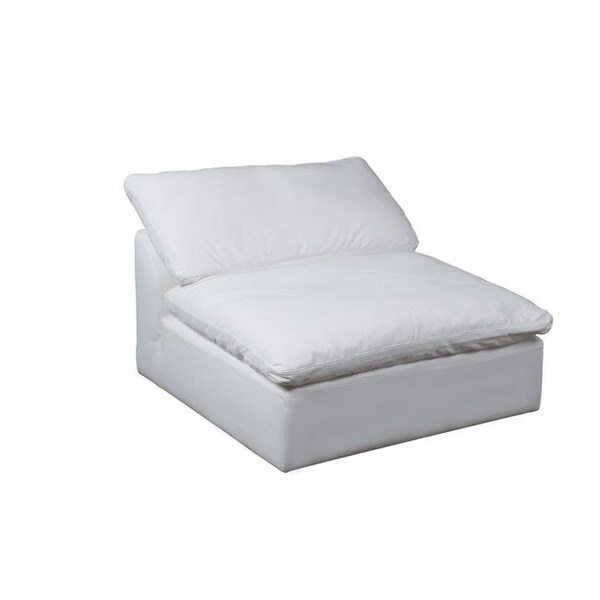 Sunset Trading Sunset Trading SU-145837-391081 Cloud Puff Slipcovered Armless Sofa Sectional Modular Chair - Performance White - SU-145837-391081