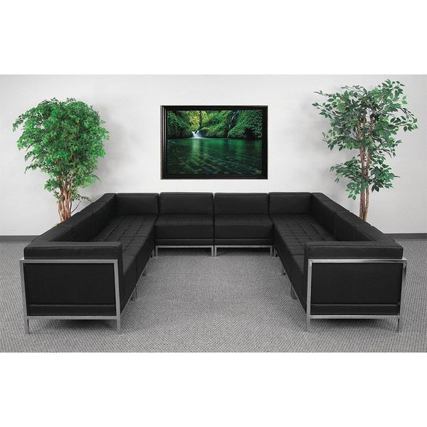 Flash Furniture 10 pcs. Sectional, 113" x 27-1/4", Upholstery Color: Black - ZB-IMAG-U-SECT-SET1-GG