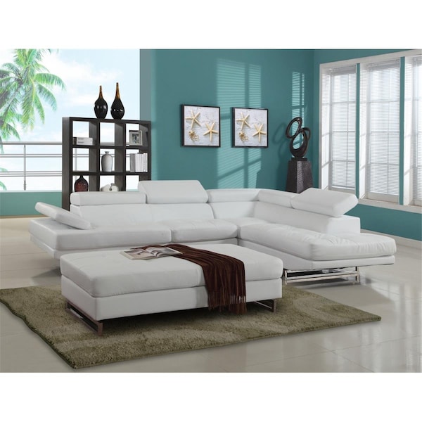 Gfancy Fixtures White Right Arm Facing Sectional - 124 x 94 x 36 in. - GF3088954