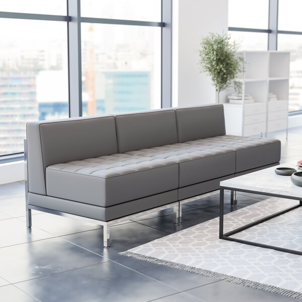 Flash Furniture 3 Piece Gray LeatherSoft Modular Lounge Set - ZB-IMAG-MIDCH-3-GY-GG