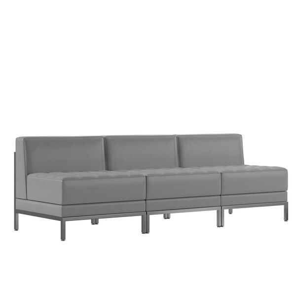 Flash Furniture 3 Piece Gray LeatherSoft Modular Lounge Set - ZB-IMAG-MIDCH-3-GY-GG