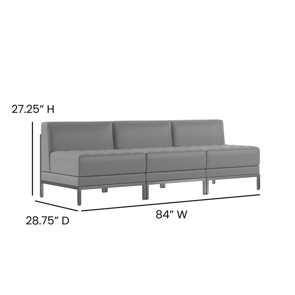 Flash Furniture 3 Piece Gray LeatherSoft Modular Lounge Set - ZB-IMAG-MIDCH-3-GY-GG