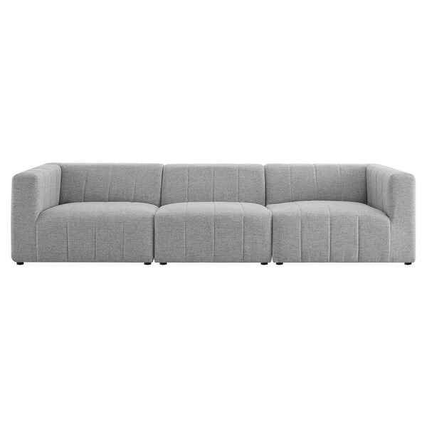 Modway Furniture Bartlett Upholstered Fabric Sectional Sofa, Light Gray - 3 Piece - EEI-4514-LGR