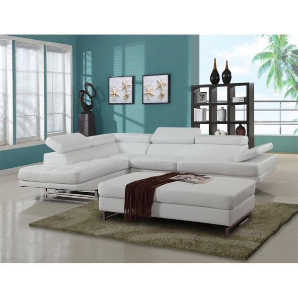 Gfancy Fixtures White Left Arm Facing Sectional - 124 x 94 x 36 in. - GF3088951