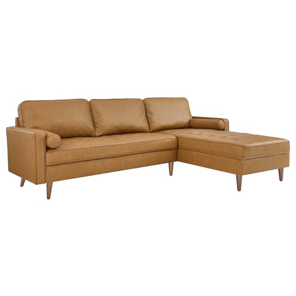 Modway Furniture 98 in. Valour Leather Sectional Sofa, Tan - EEI-5873-TAN