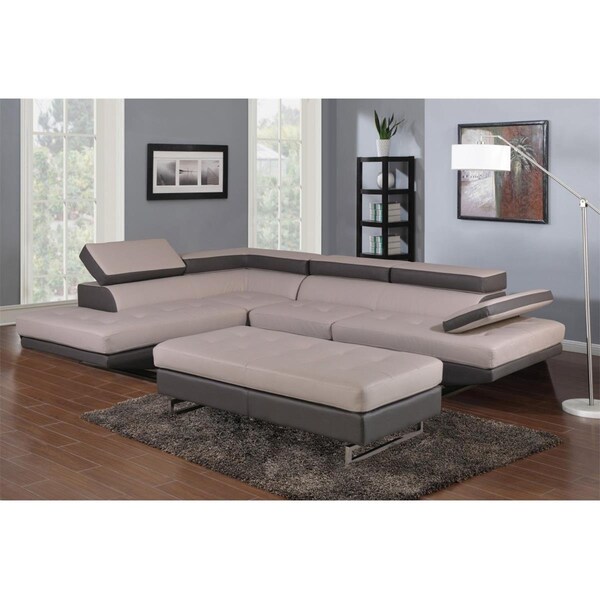 Homeroots Two-Tone Left Arm Facing Sectional - 124 x 94 x 36 in. - 366222