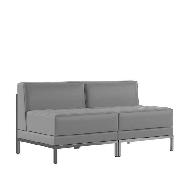 Flash Furniture 2 Piece Gray LeatherSoft Modular Lounge Set - ZB-IMAG-MIDCH-2-GY-GG