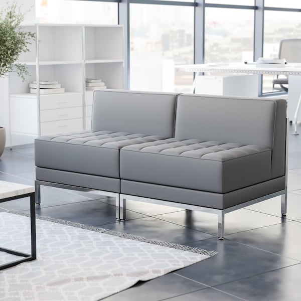 Flash Furniture 2 Piece Gray LeatherSoft Modular Lounge Set - ZB-IMAG-MIDCH-2-GY-GG