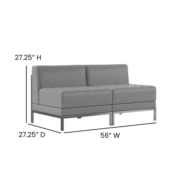 Flash Furniture 2 Piece Gray LeatherSoft Modular Lounge Set - ZB-IMAG-MIDCH-2-GY-GG