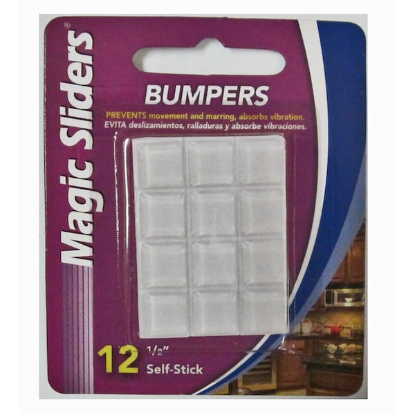 Magic Sliders 0.5 x 0.5 in. Clear Rubber Bumper Pads, 12PK - MA6855