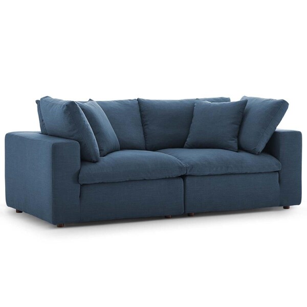 Modway Furniture Commix Down Filled Overstuffed Sectional Sofa Set, Azure - 2 Piece - EEI-3354-AZU