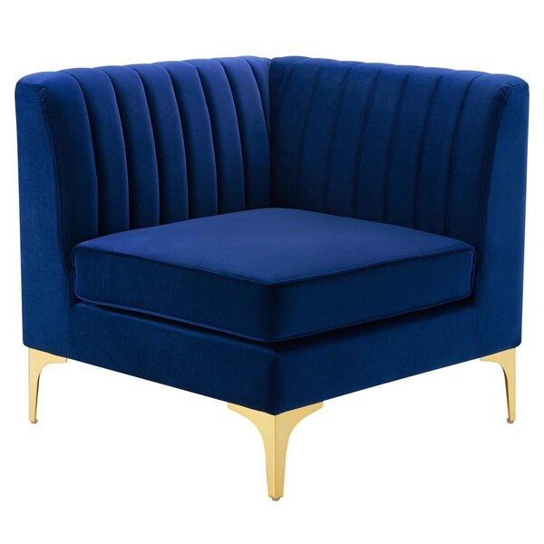 Modway Furniture Triumph Channel Tufted Performance Velvet Sectional Sofa Corner Chair, Navy - EEI-3983-NAV
