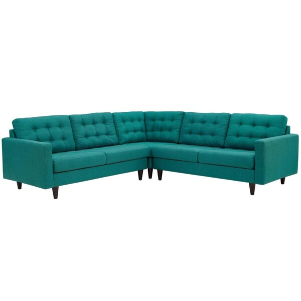Modway Furniture Empress Upholstered Fabric Sectional Sofa Set, Teal - 3 Piece - EEI-1417-TEA
