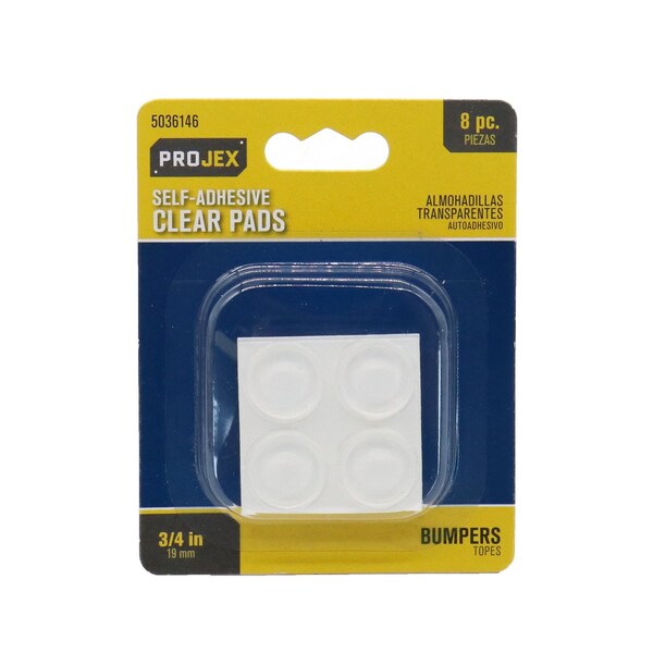 Projex Projex Vinyl Self Adhesive Protective Pad Clear Round 3/4 in. W 8 pk - P0128