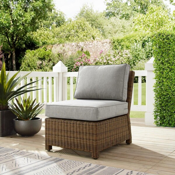 Seatsolutions Bradenton Outdoor Wicker Sectional Center Chair, Gray - SE3042824
