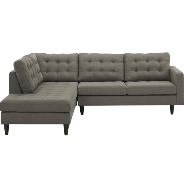 Modway Furniture 2 Piece Empress Upholstered Fabric Left Facing Bumper Sectional Sofa - Granite, 34 x 34 x 64.5 in. - EEI-2798-GRA