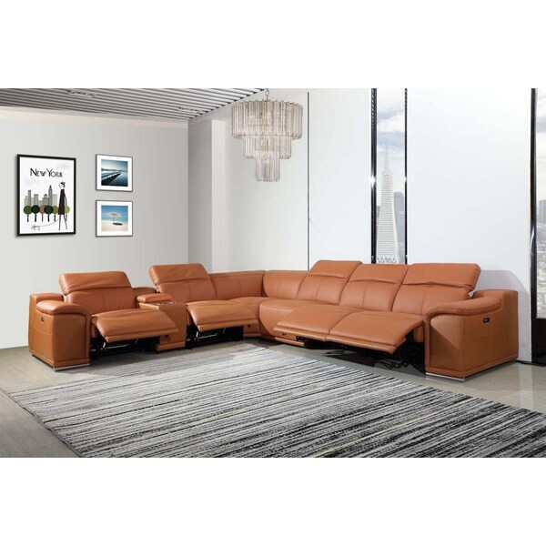 Gfancy Fixtures Camel Power Reclining Sectional with 1-Console, 7 Piece - 254 x 280 x 237.4 in. - GF3665282