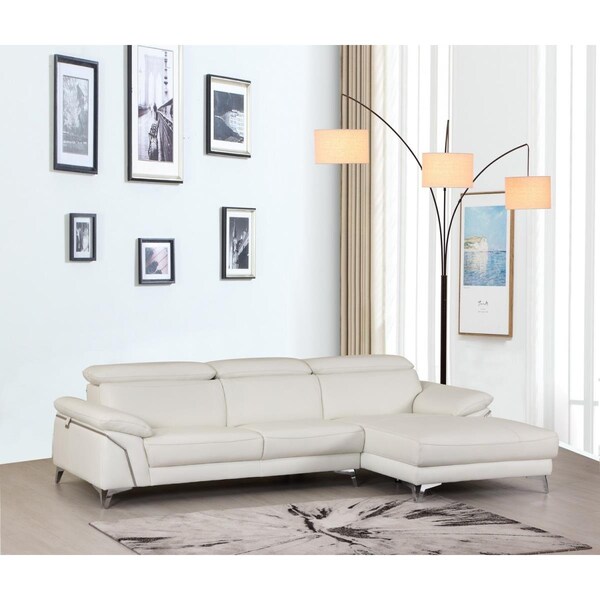 Gfancy Fixtures 181 x 41 x 39 in. Modern White Leather Sectional Sofa - GF3088483