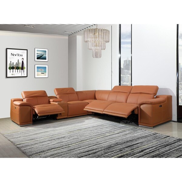 Gfancy Fixtures Camel Power Reclining Sectional with 1-Console, 6 Piece - 212 x 240 x 191.2 in. - GF3665283
