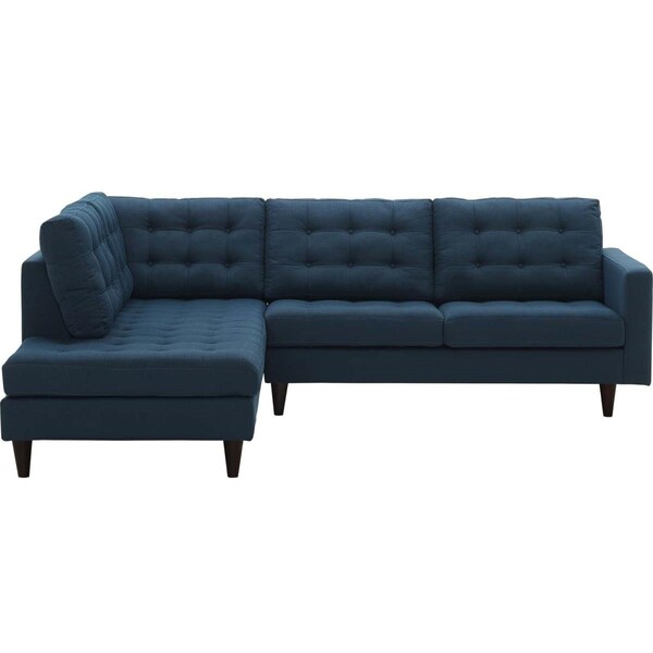 Modway Furniture 2 Piece Empress Upholstered Fabric Left Facing Bumper Sectional Sofa - Azure, 34 x 34 x 64.5 in. - EEI-2798-AZU