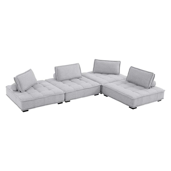 Modway Furniture Saunter Tufted Fabric Fabric Sectional Sofa, Light Gray - 4 Piece - EEI-5208-LGR