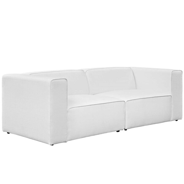Modway Furniture 2 Piece Mingle Upholstered Fabric Sectional Sofa Set - White, 27 x 87 x 37 in. - EEI-2825-WHI