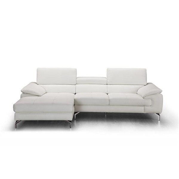 J&M Furniture J & M Furniture 18272-LHFC Alice Premium Leather Sectional in Left Facing Chaise - White - 18272-LHFC