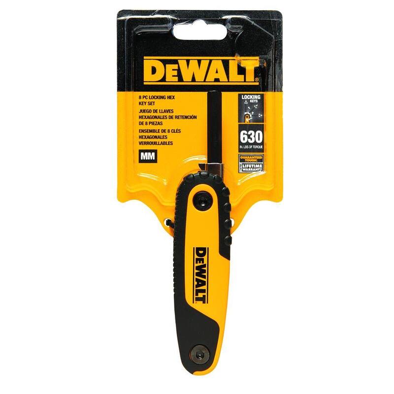 Juego de llaves hexagonales métricas con llave de bloqueo (8 piezas) - DWHT70263M