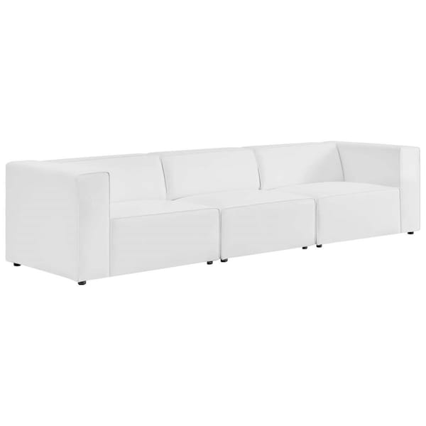 Modway Furniture Mingle Vegan Leather Vegan Leather Sectional Sofa, White - 3 Piece - EEI-4789-WHI