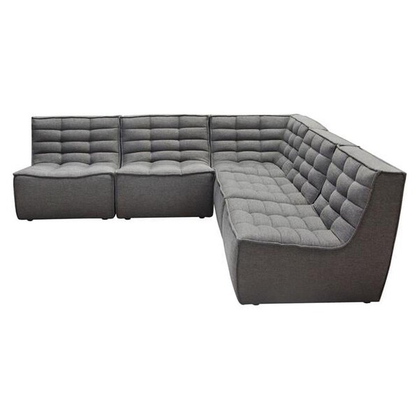 Diamond Sofa Marshall Corner Modular Sectional with Scooped Seat, Grey Fabric - 5 Piece - MARSHALL5PCGR
