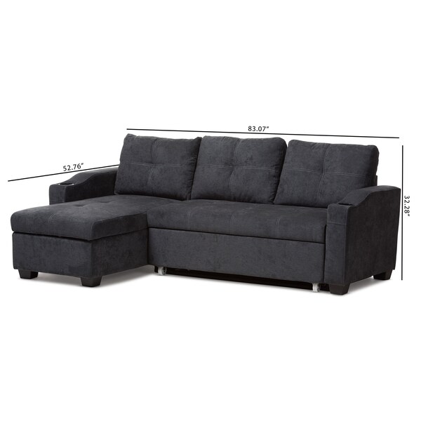 Baxton Studio Lianna Modern Dark Grey Upholstered Sectional Sofa - 143-8760