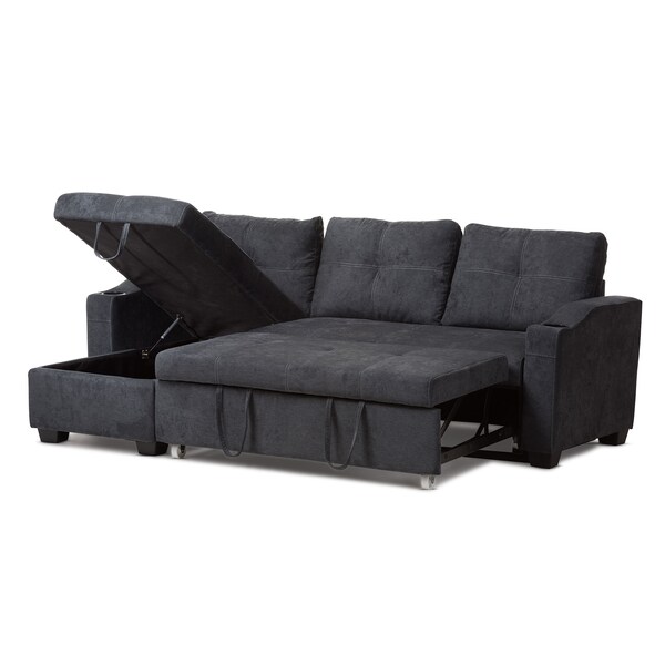 Baxton Studio Lianna Modern Dark Grey Upholstered Sectional Sofa - 143-8760