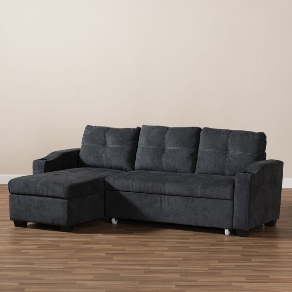 Baxton Studio Lianna Modern Dark Grey Upholstered Sectional Sofa - 143-8760