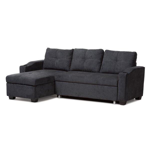 Baxton Studio Lianna Modern Dark Grey Upholstered Sectional Sofa - 143-8760