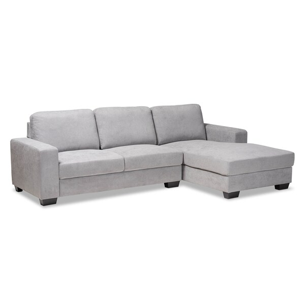 Baxton Studio Nevin Light Grey Upholstered Sectional Sofa with Right Facing Chaise - 158-9743