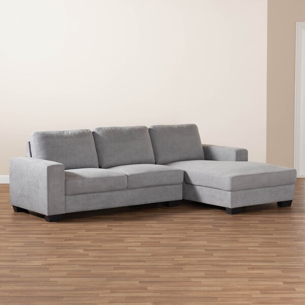 Baxton Studio Nevin Light Grey Upholstered Sectional Sofa with Right Facing Chaise - 158-9743