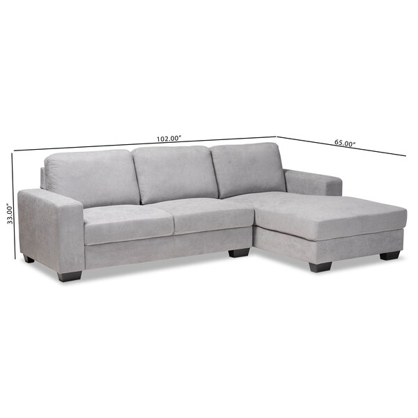 Baxton Studio Nevin Light Grey Upholstered Sectional Sofa with Right Facing Chaise - 158-9743