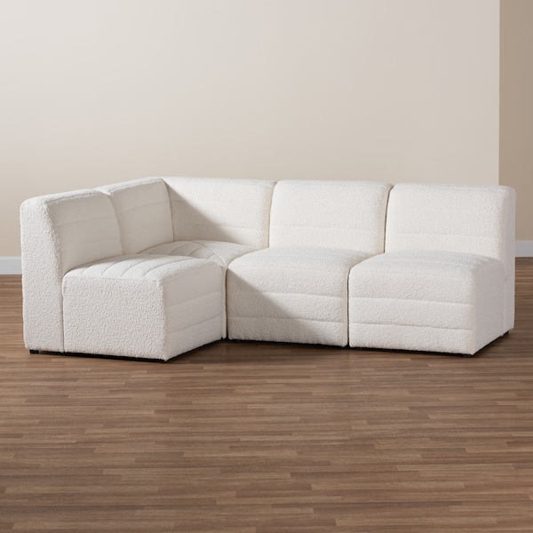 Baxton Studio Maya Modern White Boucle Fabric 4-Piece Modular Sectional Sofa - 228-12968-12967-ZORO