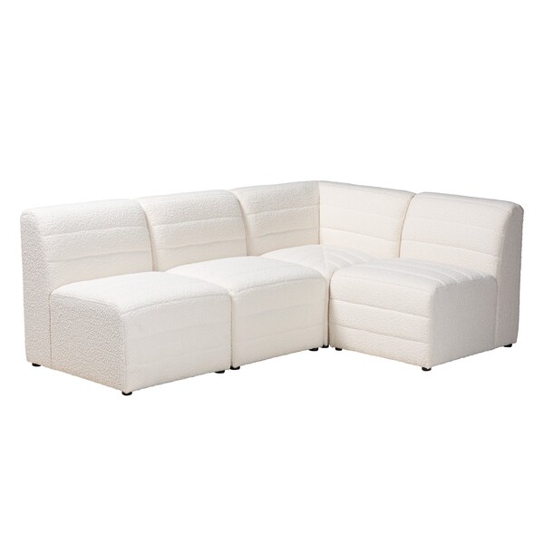 Baxton Studio Maya Modern White Boucle Fabric 4-Piece Modular Sectional Sofa - 228-12968-12967-ZORO
