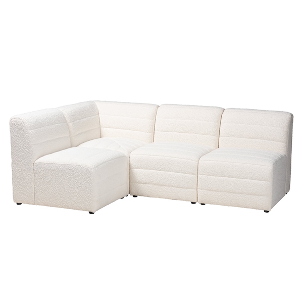 Baxton Studio Maya Modern White Boucle Fabric 4-Piece Modular Sectional Sofa - 228-12968-12967-ZORO