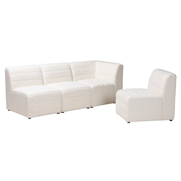 Baxton Studio Maya Modern White Boucle Fabric 4-Piece Modular Sectional Sofa - 228-12968-12967-ZORO